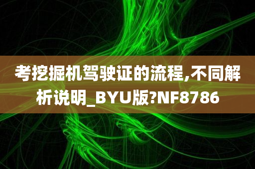 考挖掘机驾驶证的流程,不同解析说明_BYU版?NF8786