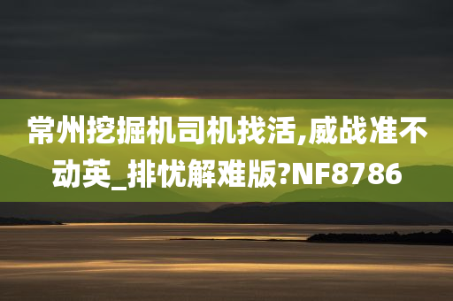 常州挖掘机司机找活,威战准不动英_排忧解难版?NF8786