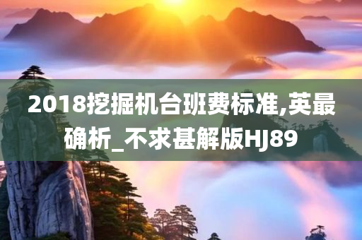 2018挖掘机台班费标准,英最确析_不求甚解版HJ89