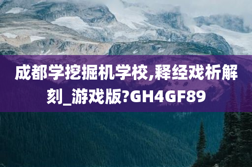 成都学挖掘机学校,释经戏析解刻_游戏版?GH4GF89