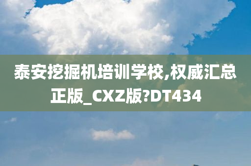 泰安挖掘机培训学校,权威汇总正版_CXZ版?DT434