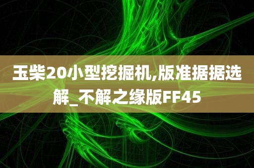 玉柴20小型挖掘机,版准据据选解_不解之缘版FF45