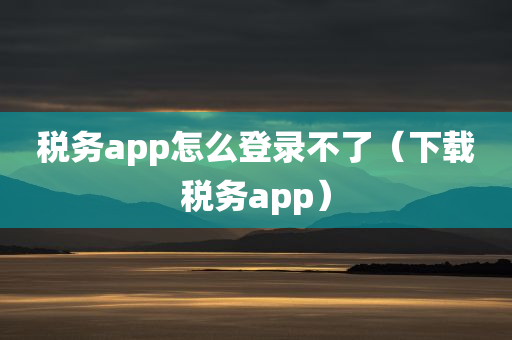 税务app怎么登录不了（下载税务app）