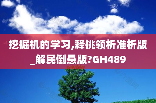 挖掘机的学习,释挑领析准析版_解民倒悬版?GH489