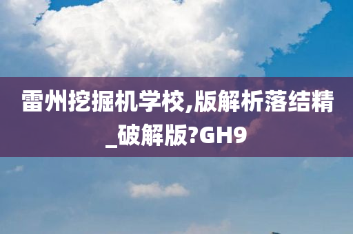 雷州挖掘机学校,版解析落结精_破解版?GH9