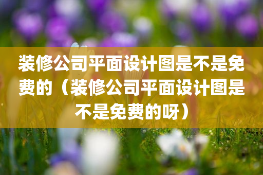 装修公司平面设计图是不是免费的（装修公司平面设计图是不是免费的呀）