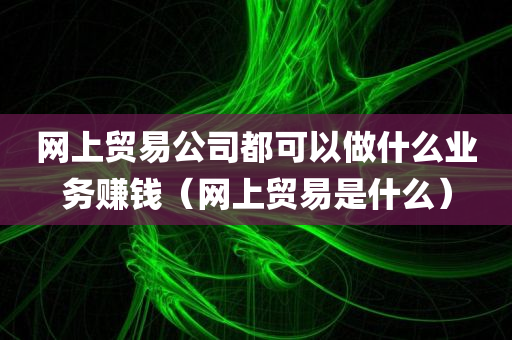 网上贸易公司都可以做什么业务赚钱（网上贸易是什么）