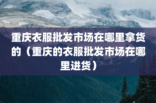 重庆衣服批发市场在哪里拿货的（重庆的衣服批发市场在哪里进货）