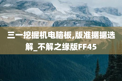 三一挖掘机电脑板,版准据据选解_不解之缘版FF45