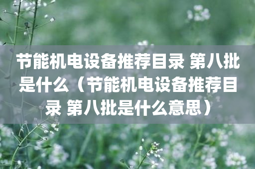 节能机电设备推荐目录 第八批是什么（节能机电设备推荐目录 第八批是什么意思）