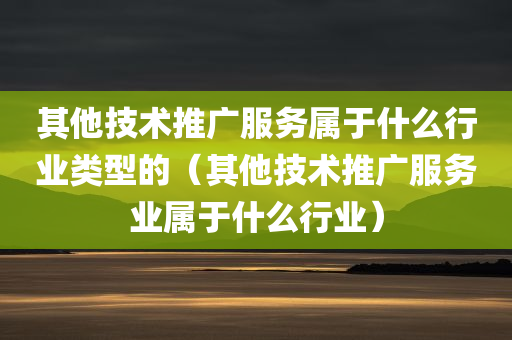 其他技术推广服务属于什么行业类型的（其他技术推广服务业属于什么行业）