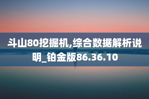 斗山80挖掘机,综合数据解析说明_铂金版86.36.10