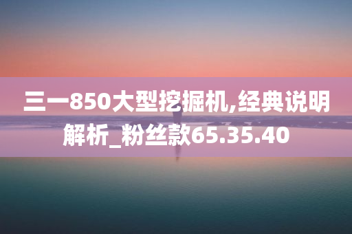 三一850大型挖掘机,经典说明解析_粉丝款65.35.40