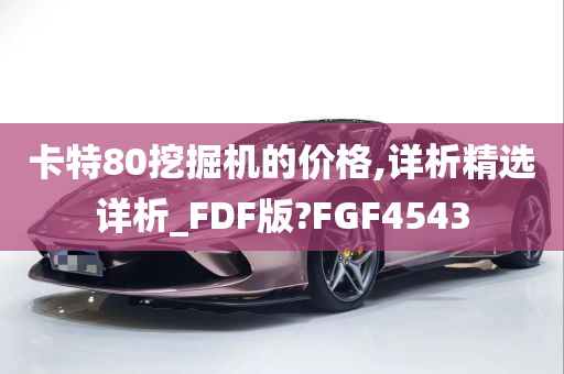 卡特80挖掘机的价格,详析精选详析_FDF版?FGF4543