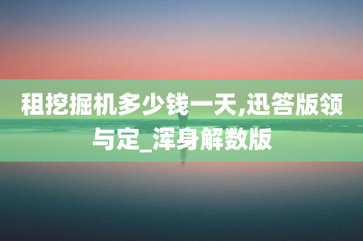 租挖掘机多少钱一天,迅答版领与定_浑身解数版