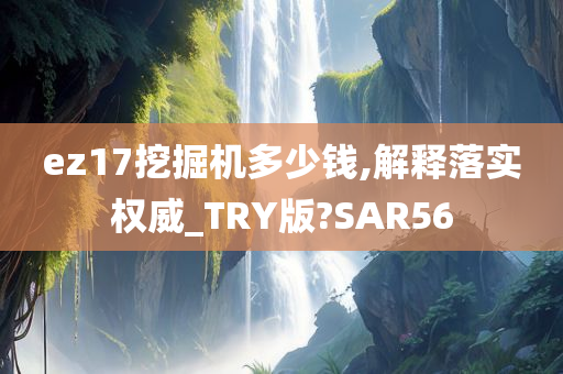 ez17挖掘机多少钱,解释落实权威_TRY版?SAR56