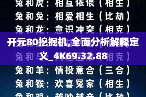 开元80挖掘机,全面分析解释定义_4K69.32.88