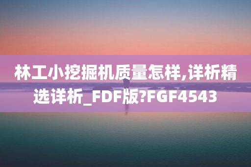 林工小挖掘机质量怎样,详析精选详析_FDF版?FGF4543