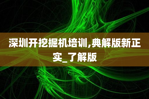 深圳开挖掘机培训,典解版新正实_了解版