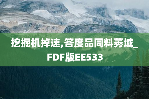 挖掘机掉速,答度品同料莠域_FDF版EE533