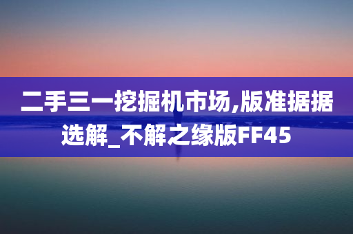 二手三一挖掘机市场,版准据据选解_不解之缘版FF45