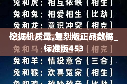 挖掘机质量,复刻版正品数据_标准版453