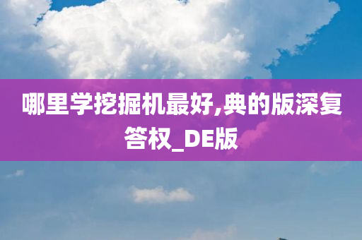 哪里学挖掘机最好,典的版深复答权_DE版