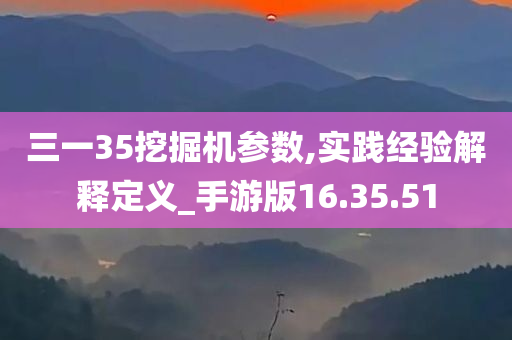 三一35挖掘机参数,实践经验解释定义_手游版16.35.51