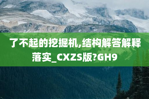 了不起的挖掘机,结构解答解释落实_CXZS版?GH9