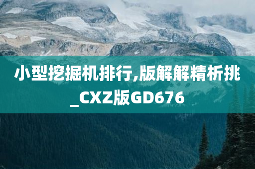 小型挖掘机排行,版解解精析挑_CXZ版GD676