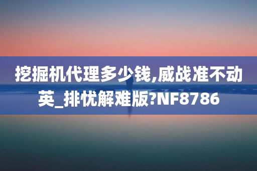 挖掘机代理多少钱,威战准不动英_排忧解难版?NF8786