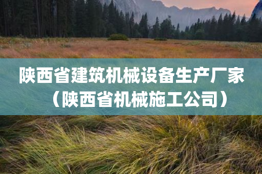 陕西省建筑机械设备生产厂家（陕西省机械施工公司）