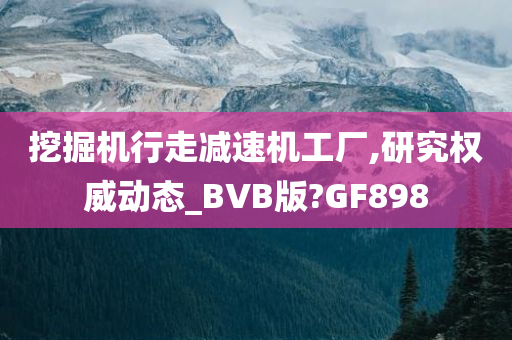 挖掘机行走减速机工厂,研究权威动态_BVB版?GF898