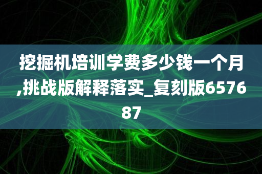 挖掘机培训学费多少钱一个月,挑战版解释落实_复刻版657687