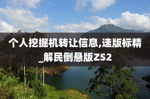 个人挖掘机转让信息,速版标精_解民倒悬版ZS2