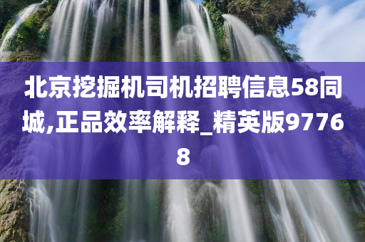 北京挖掘机司机招聘信息58同城,正品效率解释_精英版97768