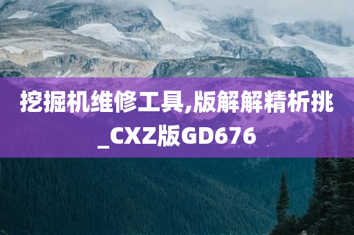 挖掘机维修工具,版解解精析挑_CXZ版GD676