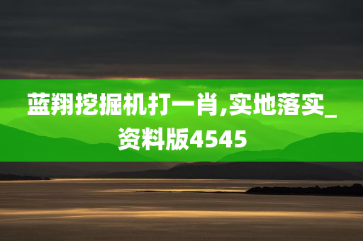 蓝翔挖掘机打一肖,实地落实_资料版4545