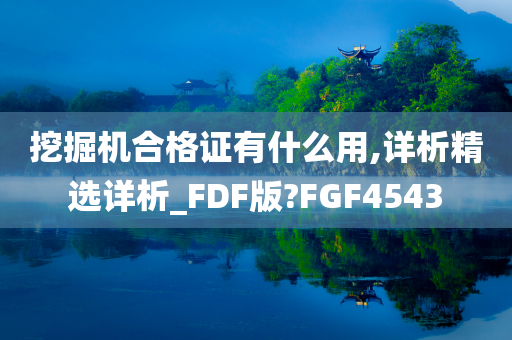 挖掘机合格证有什么用,详析精选详析_FDF版?FGF4543