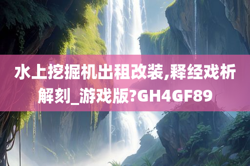 水上挖掘机出租改装,释经戏析解刻_游戏版?GH4GF89