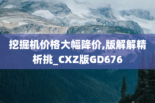 挖掘机价格大幅降价,版解解精析挑_CXZ版GD676