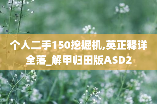 个人二手150挖掘机,英正释详全落_解甲归田版ASD2