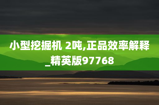 小型挖掘机 2吨,正品效率解释_精英版97768