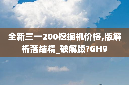 全新三一200挖掘机价格,版解析落结精_破解版?GH9