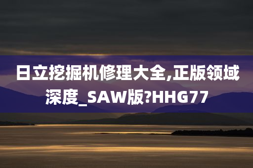 日立挖掘机修理大全,正版领域深度_SAW版?HHG77