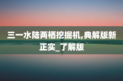 三一水陆两栖挖掘机,典解版新正实_了解版