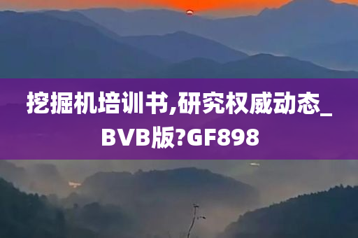 挖掘机培训书,研究权威动态_BVB版?GF898