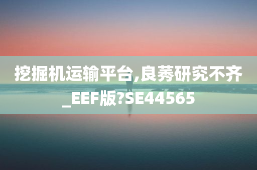 挖掘机运输平台,良莠研究不齐_EEF版?SE44565