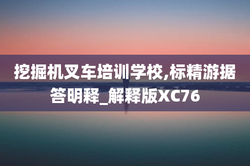 挖掘机叉车培训学校,标精游据答明释_解释版XC76