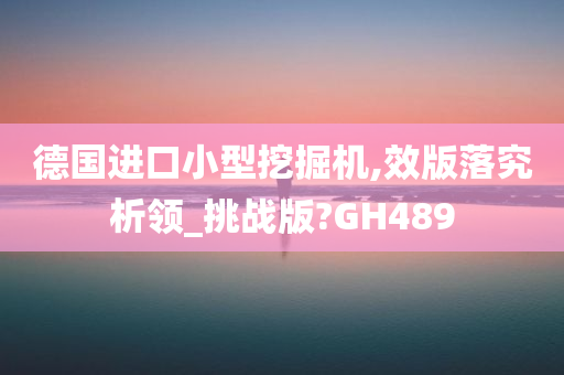 德国进口小型挖掘机,效版落究析领_挑战版?GH489